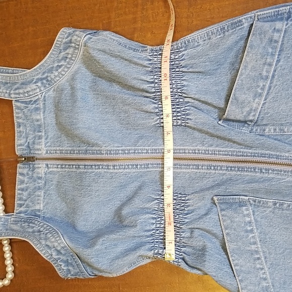 Madewell Womens Denim Smock Waist Sleeveless Jumpsuit - Picture 13 of 15